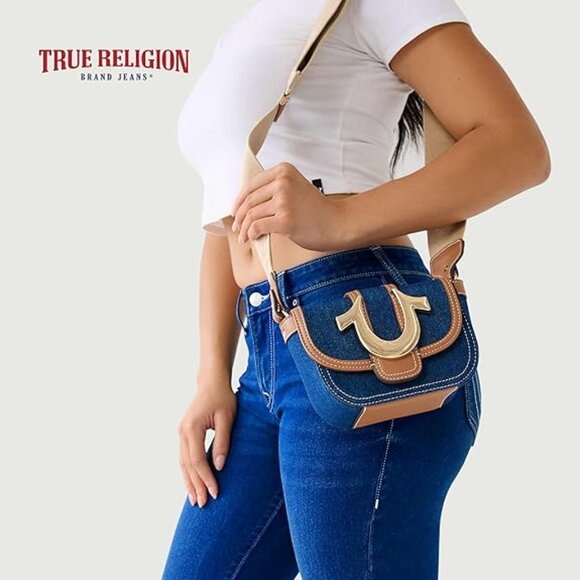 True Religion Crossbody Mini Flap Adjustable Strap Bag Blue Denim 🆕FAST😮💨⚡🚚 - Picture 3 of 15